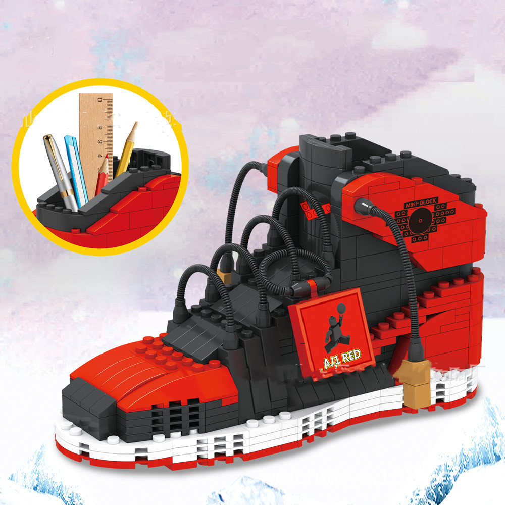 Sneaker Care Shoe Box - スポーツバスケットボールシューズビルディングブロックスニーカーモデルペンコンテナ DIY ミニレンガ筆箱のおもちゃ子供男の子文房具
