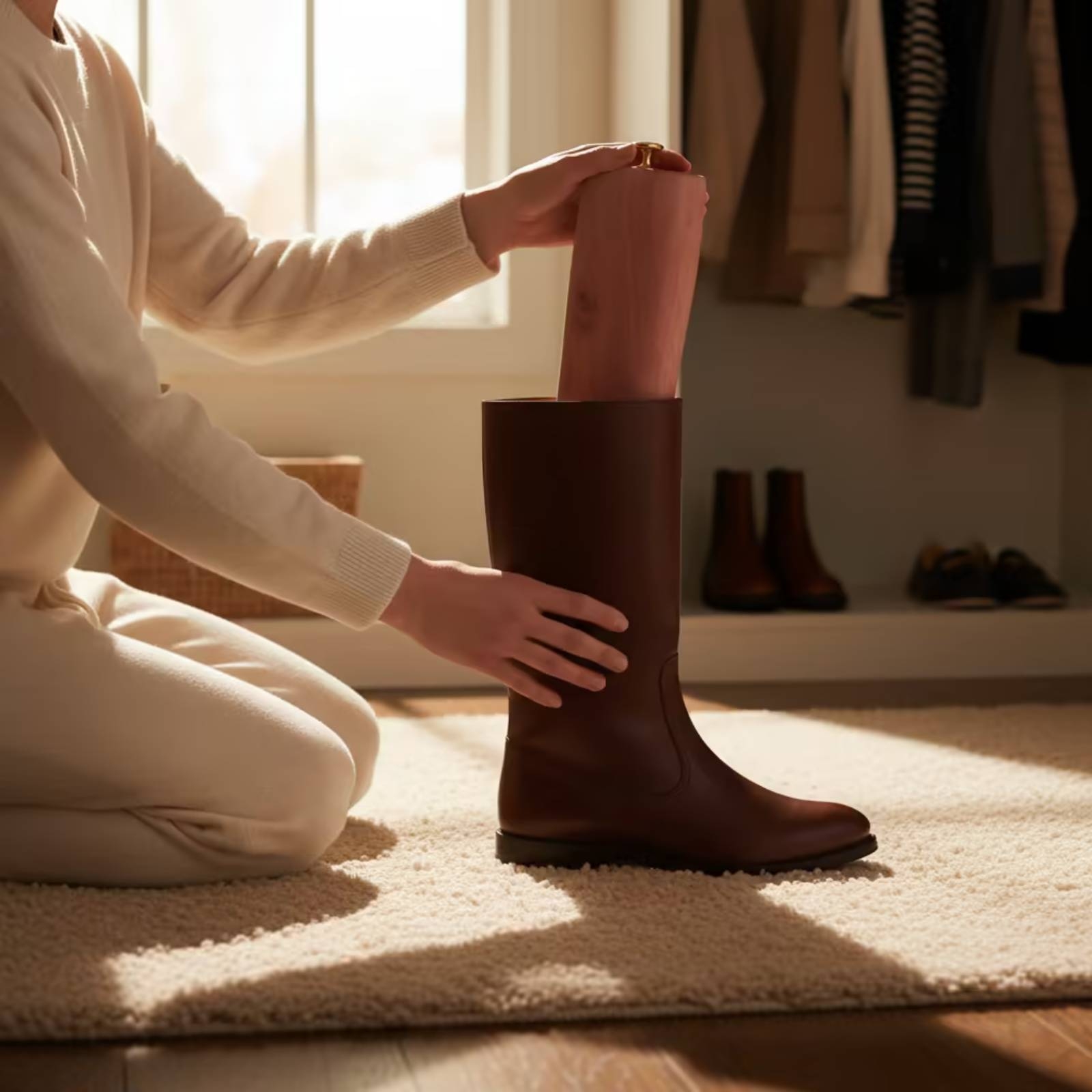 Shoe Tree Cedar - 杉製ブーツストレッチャー 調節可能なブーツストレッチャー 木製 伸縮式 クローゼット収納用